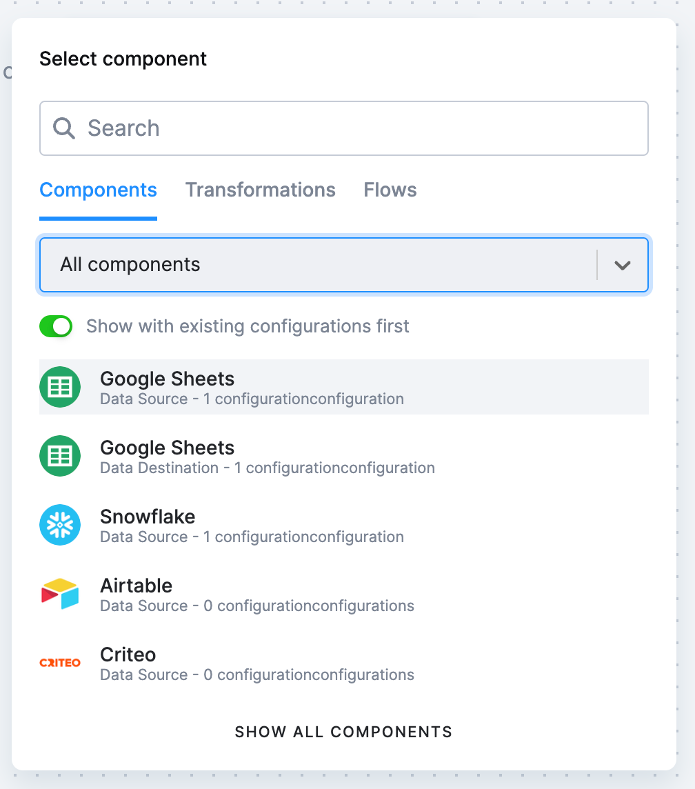 Select Google Sheets Data Source